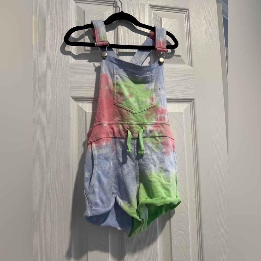 Girls Vintage Havana Colorful Tie-Dye Kids Overalls Shortalls